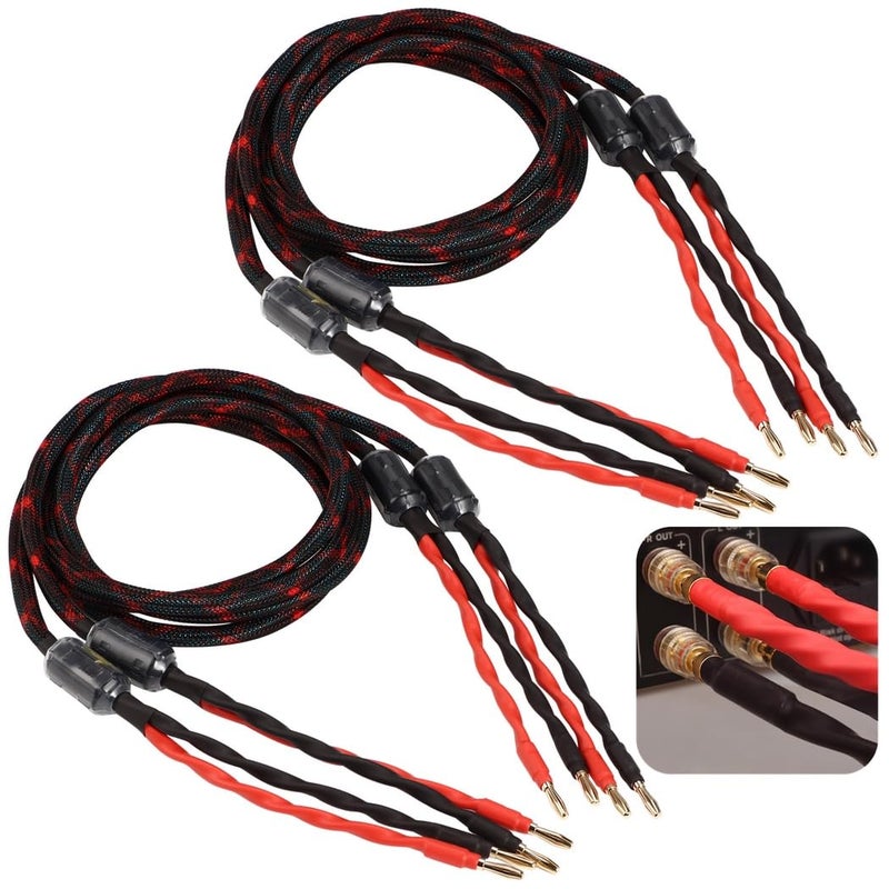 4.9Ft Bi-Wire Audio Cable, 2 Speaker Cable Pairs with 16 Gold-Plated Banana Plugs, Splitter Speaker Cable for Home, Ktv, and Stage Sound Systems - Image 1