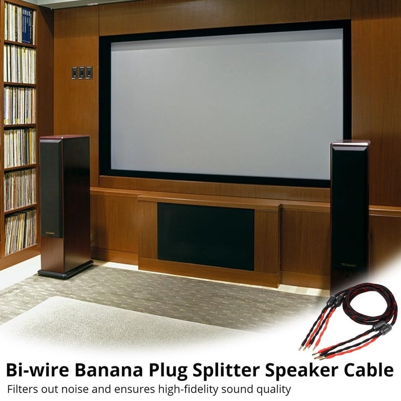 4.9Ft Bi-Wire Audio Cable, 2 Speaker Cable Pairs with 16 Gold-Plated Banana Plugs, Splitter Speaker Cable for Home, Ktv, and Stage Sound Systems - Image 2