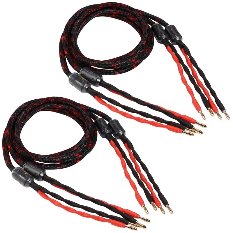 4.9Ft Bi-Wire Audio Cable, 2 Speaker Cable Pairs with 16 Gold-Plated Banana Plugs, Splitter Speaker Cable for Home, Ktv, and Stage Sound Systems - Image 4