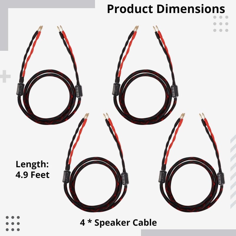 4.9Ft Bi-Wire Audio Cable, 2 Speaker Cable Pairs with 16 Gold-Plated Banana Plugs, Splitter Speaker Cable for Home, Ktv, and Stage Sound Systems - Image 5
