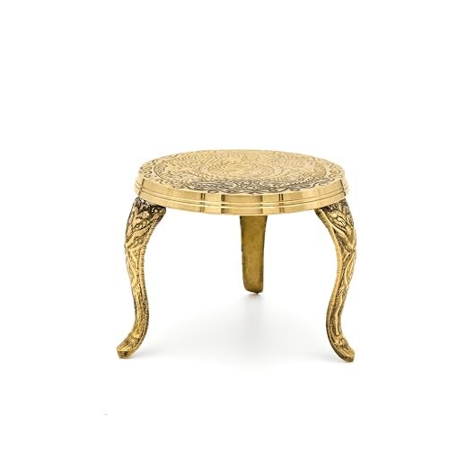 Bhimonee Decor Brass Mukkali No.1 | 8 x 6.5 cm, 110 gm Traditional Handcrafted Pooja Chowki Stand for Idols & Mandir | Decorative Spiritual Home & Temple Accessory - Image 5