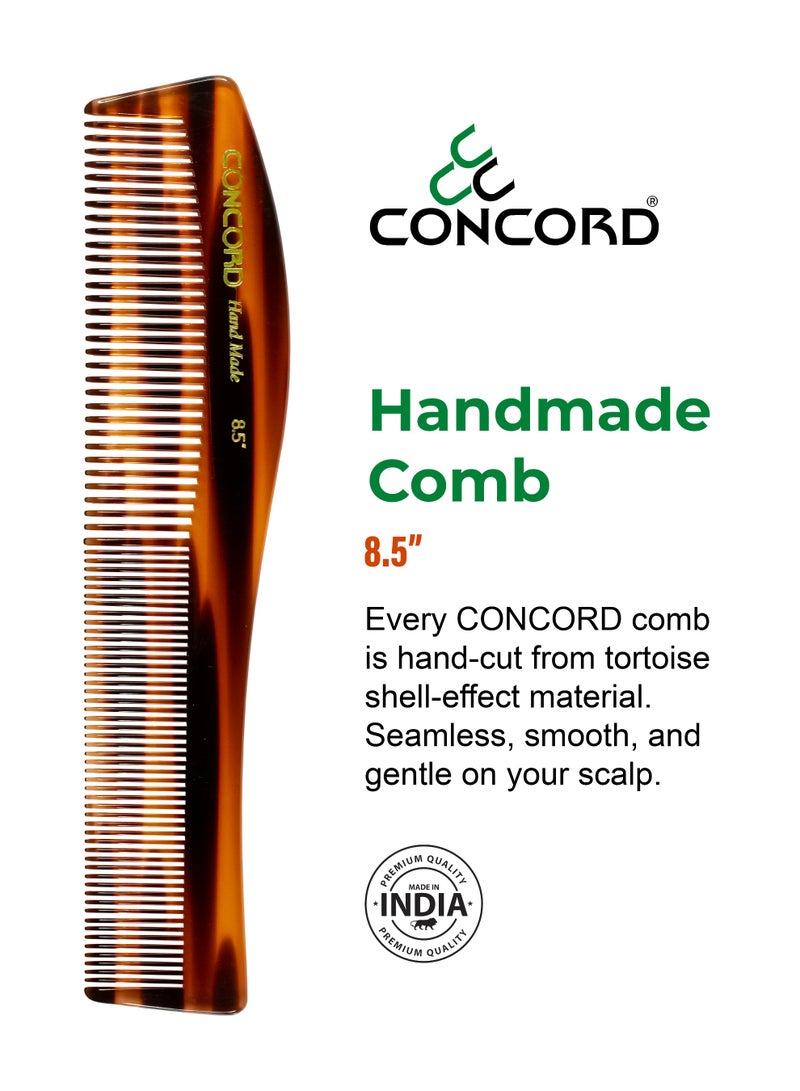 CONCORD 8.5 Inch Handmade Comb, Graduated Dressing Comb, Wide & Fine Spaced Teeth Comb, Round Teeth, Comb for Wet or Dry Hair, For All Hair Type, Made in India - Image 2