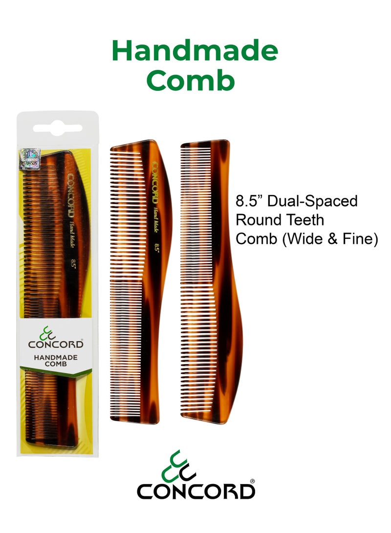 CONCORD 8.5 Inch Handmade Comb, Graduated Dressing Comb, Wide & Fine Spaced Teeth Comb, Round Teeth, Comb for Wet or Dry Hair, For All Hair Type, Made in India - Image 3