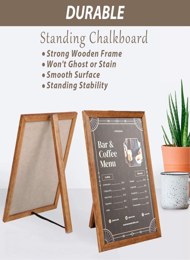 LOPYXBR 2 PCS 12x14 Inch Small Chalkboard Signs with Stand Black Magnetic Chalkboard Tabletop Non-Porous Surface with Rustic Pine Wood Frame Chalkboard Easel Sign for Kitchen, Wedding - Image 3