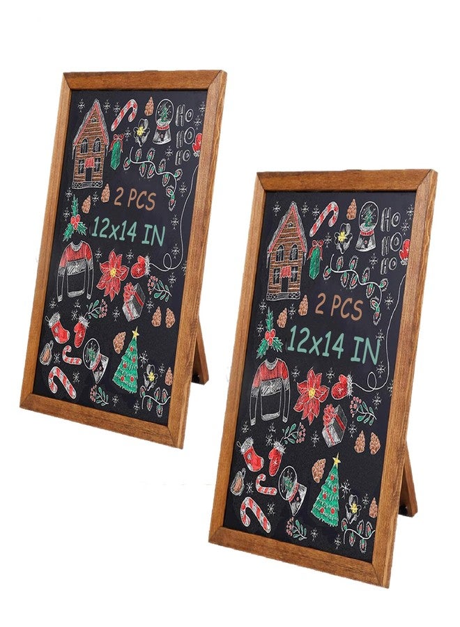 LOPYXBR 2 PCS 12x14 Inch Small Chalkboard Signs with Stand Black Magnetic Chalkboard Tabletop Non-Porous Surface with Rustic Pine Wood Frame Chalkboard Easel Sign for Kitchen, Wedding - Image 1