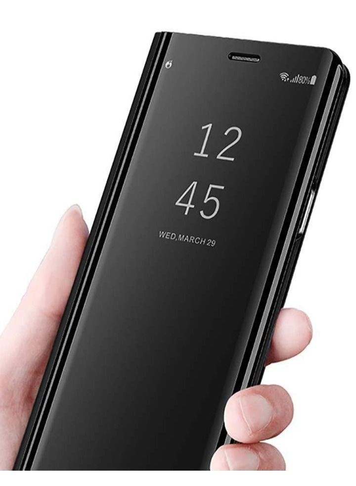 Cool Baby Samsung Galaxy S10 Plus Clear View Window Stand Mirror Case Shockproof Full 360 Body Protective Flip Phone Cover - Black - Image 2