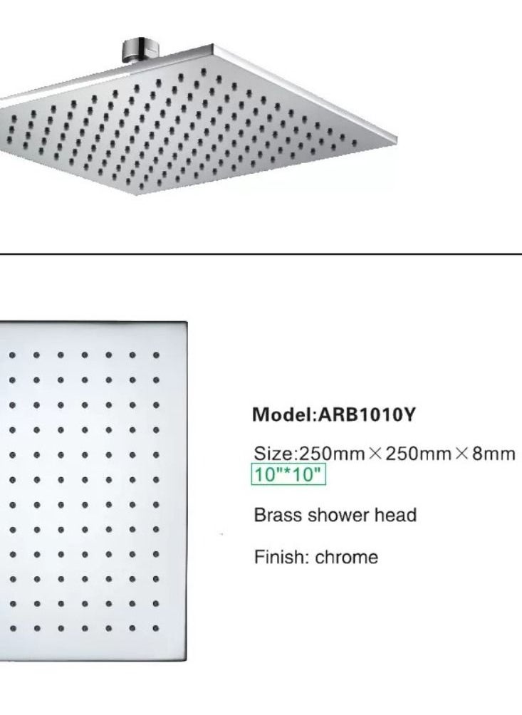 OR OR  ARB1010Y Rainfall Shower Head Brass Shower Head 250mm Chrome  - Image 2