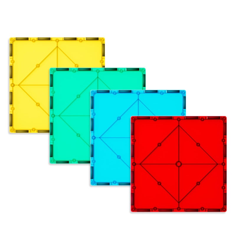 Bmag 4 Piece Magnetic Tiles Large Square Magnet 3D Building Blocks Expansion Set for Kids STEM Preschool Learning Kit Educational Playset Construction Toys for Boys Girls Ages 3 - Image 3