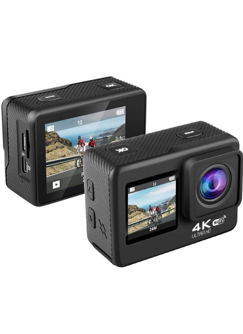 Generic - 4K Action Camera, 16MP WiFi Waterproof Camera,EIS Touch Screen, PC Webcam, 170 Deg Wide Angle 30M Underwater Camcorder with a 64GB U3 Card, Remote Control and Accessories - Image 1
