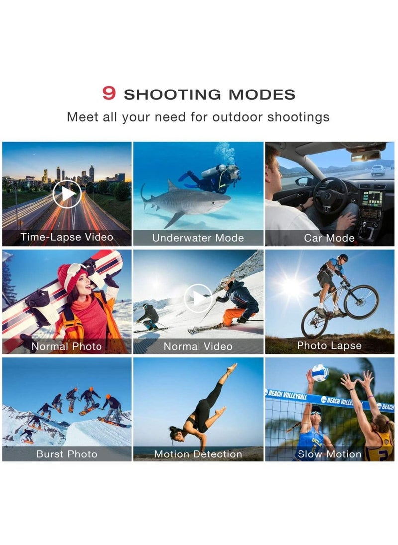 Generic - 4K Action Camera, 16MP WiFi Waterproof Camera,EIS Touch Screen, PC Webcam, 170 Deg Wide Angle 30M Underwater Camcorder with a 64GB U3 Card, Remote Control and Accessories - Image 1