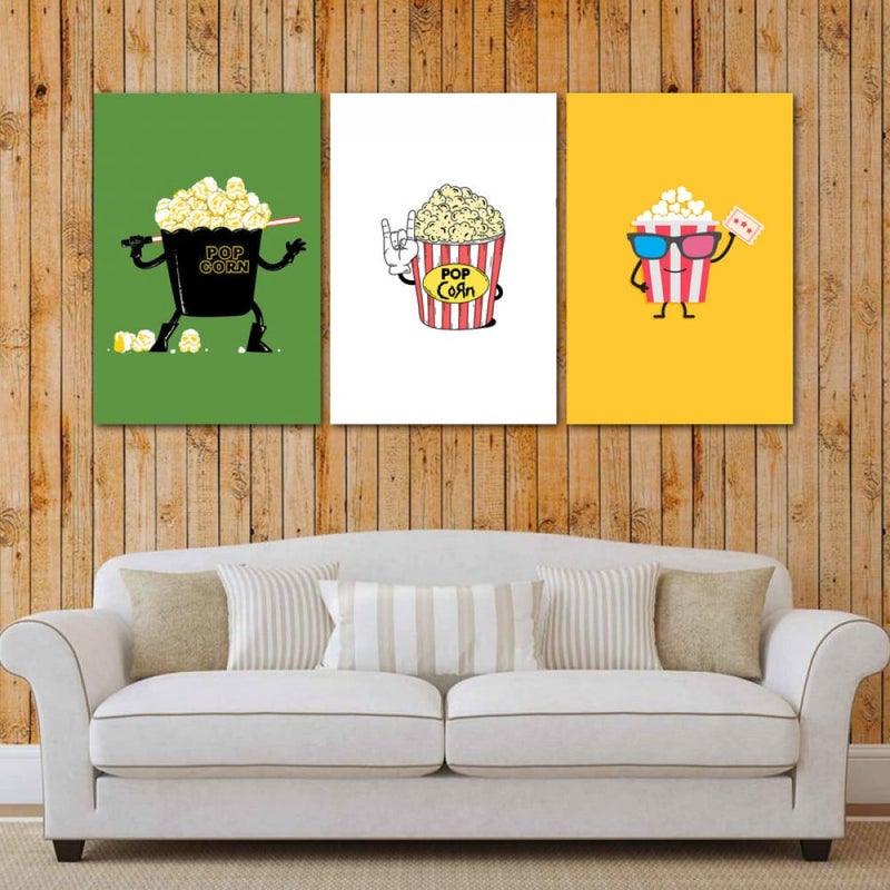 Marktna Three pop art canvas panels with a hollow frame, measuring (90×40), three pieces - Image 1