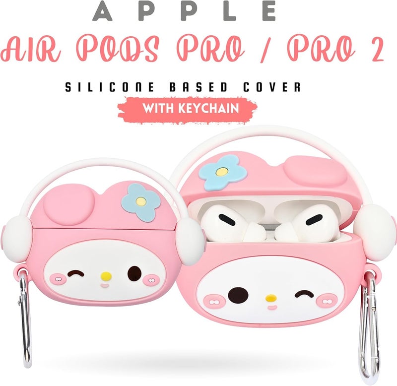 Emoh Roced Compatible for AirPods Pro 2 Case with Keychain, Drop Protection, Protective Case, Supports Wireless Charging Cover for AirPods Pro 1st/2nd Generation (2022/2019)- (Kitty Pink) - Image 4