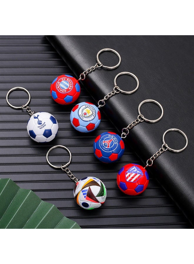 ACLIX 7Pcs Mix 3D Sports Football Souvenirs PU Leather Keyring Men Soccer Fans Keychain Pendant - Image 3