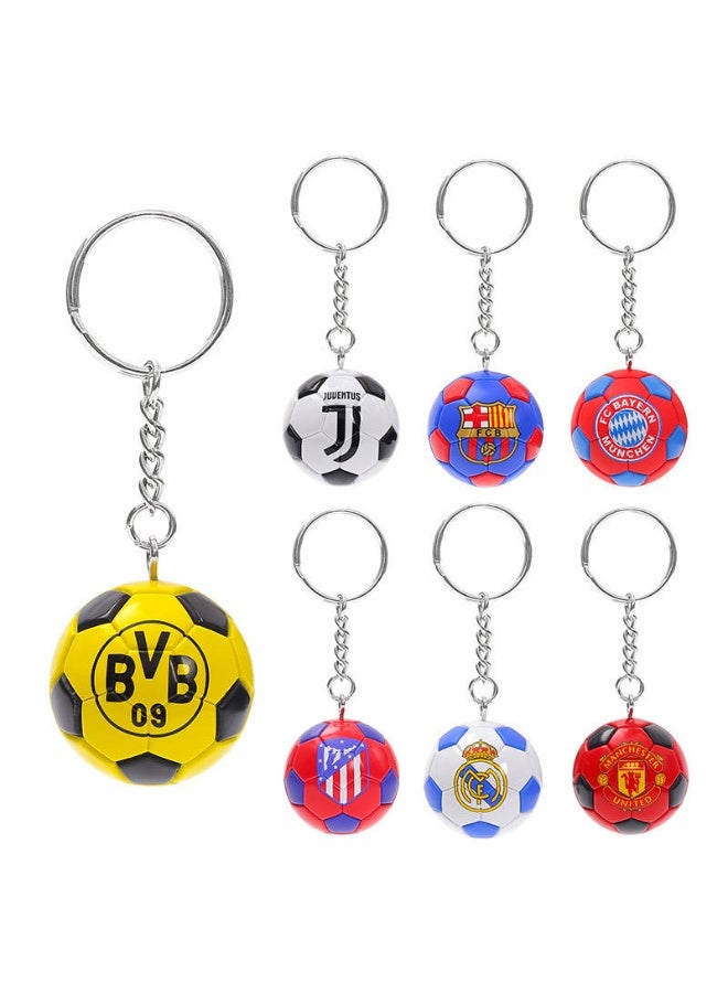 ACLIX 7Pcs Mix 3D Sports Football Souvenirs PU Leather Keyring Men Soccer Fans Keychain Pendant - Image 1