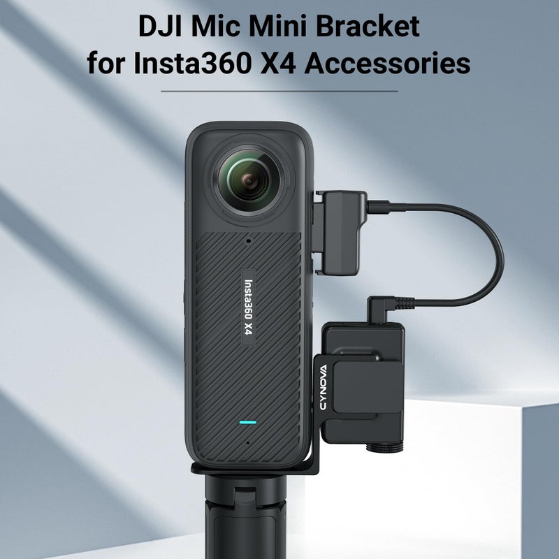 CYNOVA Insta 360 X4 DJI Mic Mini Mount, Invisible Mic Bracket for Insta360 X4 Accessories, Compatible with Insta360 X4 / X3ï¼ˆwith 3.5mm Audio Cableï¼‰ - Image 4