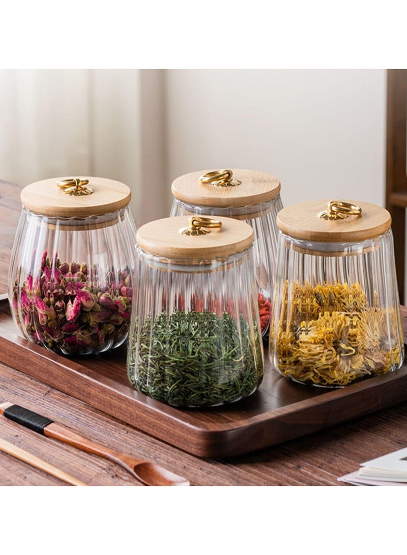 AUTOYSUR Glass Storage Jars with Airtight Lids, Decorative Coffee Bar Container with Airtight Bamboo Lid Metal Ring Canisters Sets for Home Kitchen Storing Candy, Cookie, Nuts, Oatmeal (Oval+Taper, 6pcs)  - Image 5