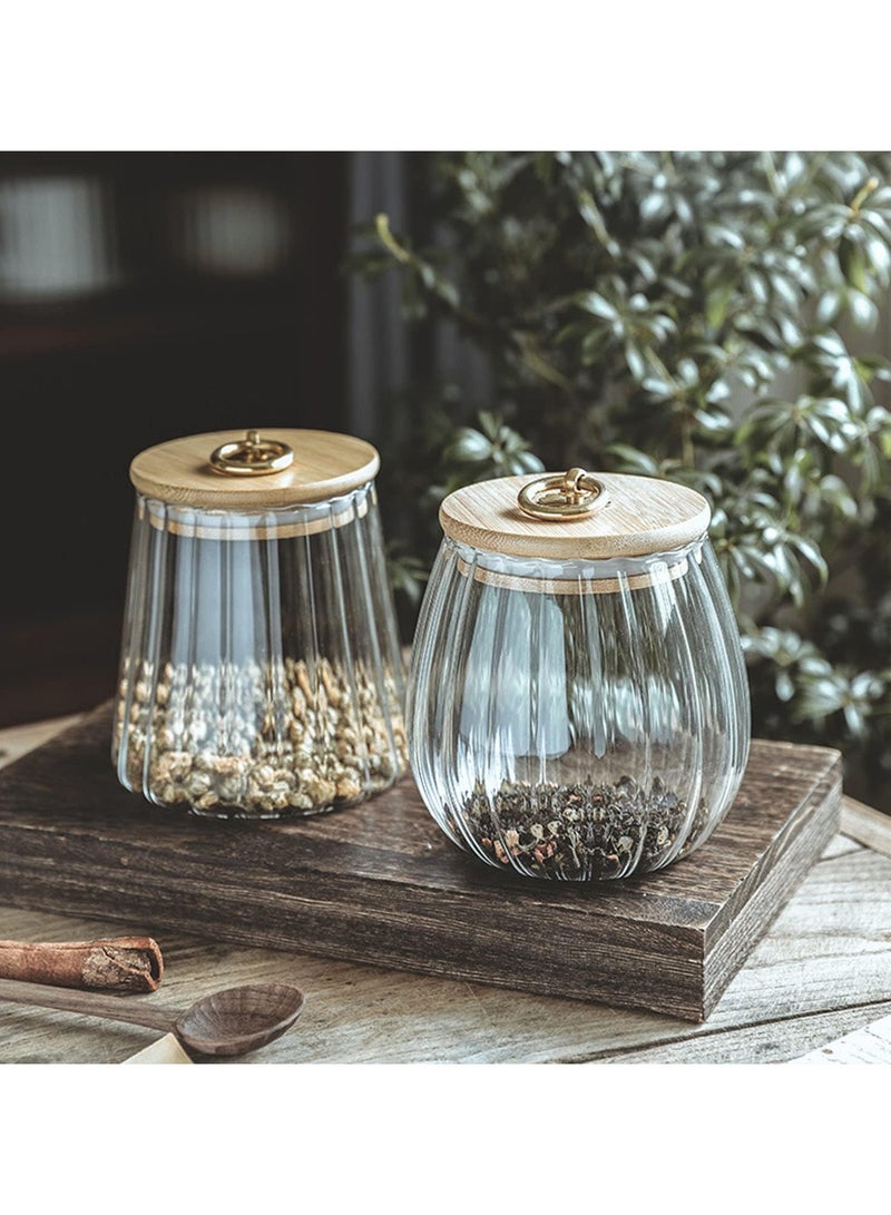 AUTOYSUR Glass Storage Jars with Airtight Lids, Decorative Coffee Bar Container with Airtight Bamboo Lid Metal Ring Canisters Sets for Home Kitchen Storing Candy, Cookie, Nuts, Oatmeal (Oval+Taper, 6pcs)  - Image 4