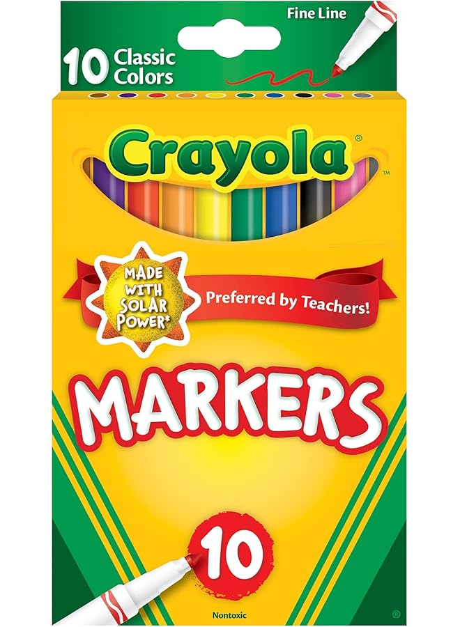 كرايولا 10 أقلام تلوين كلاسيكية ذات خطوط رفيعة - Image 1