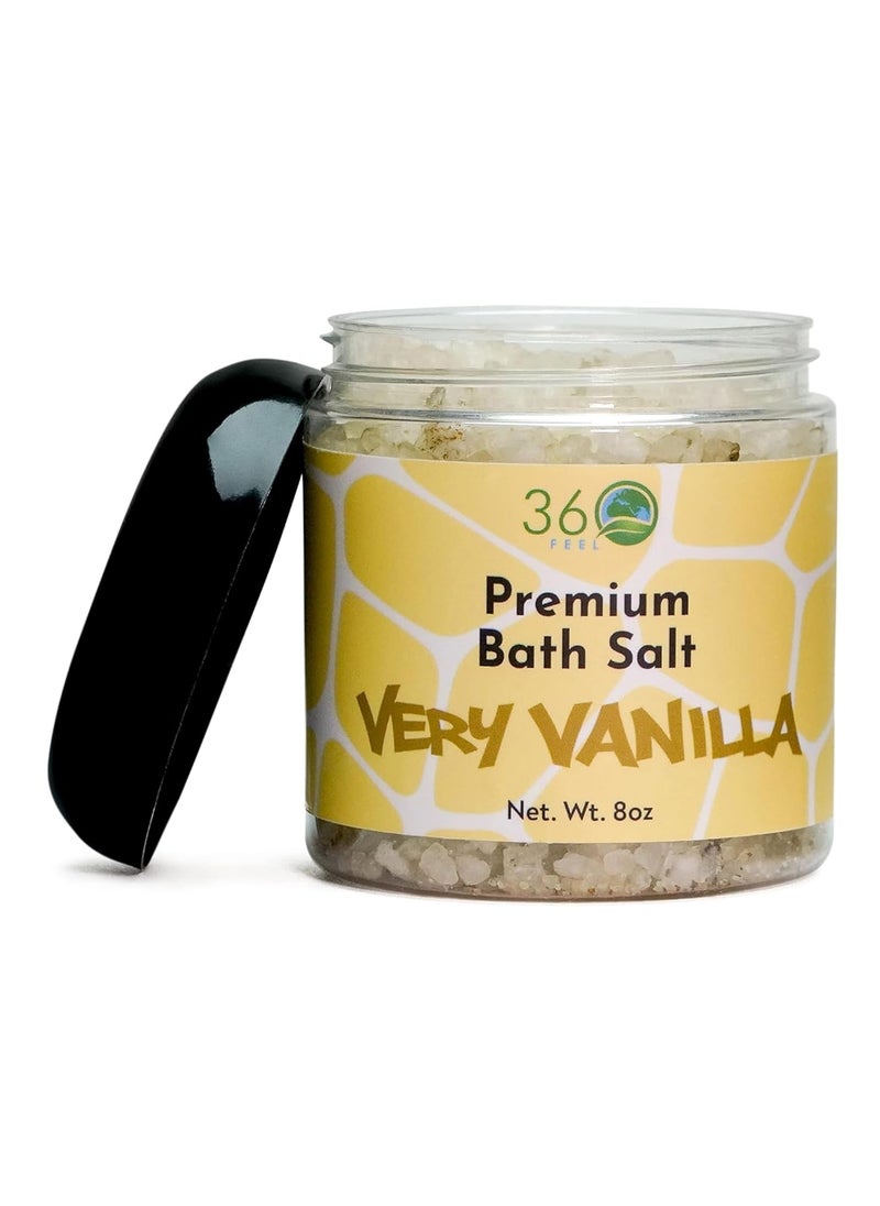 360Feel - Very Vanilla Bath Salt for Detoxifying  Nourishing Skin  Allnatural  Vegan Body Exfoliator  Bath Soak for Sensitive Skin  Perfect for Facial Body  Foot Scrubbing - Image 1