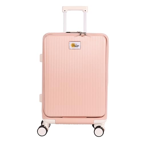 BiggDesign Moods Up Suitcase with Cup Holder and USB Port Travel Carry On Luggage with Laptop Compartment and TSA Lock System 360 Spinner Wheels 15 kg Carrying Capacity 20 Pink - Image 1