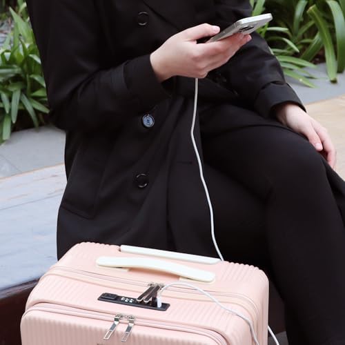 BiggDesign Moods Up Suitcase with Cup Holder and USB Port Travel Carry On Luggage with Laptop Compartment and TSA Lock System 360 Spinner Wheels 15 kg Carrying Capacity 20 Pink - Image 3
