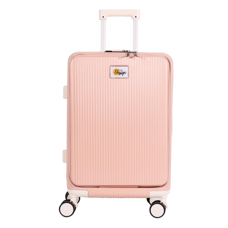 BiggDesign Moods Up Suitcase with Cup Holder and USB Port Travel Carry On Luggage with Laptop Compartment and TSA Lock System 360 Spinner Wheels 15 kg Carrying Capacity 20 Pink - Image 2