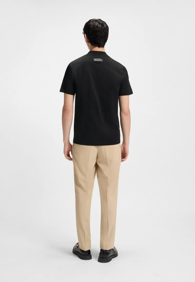 HUGO Slim-fit T-shirt in stretch cotton with stand collar