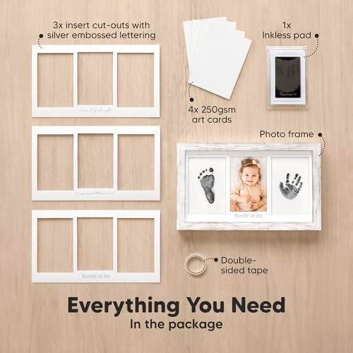 KeaBabies Inkless Hand and Footprint Kit Boy Girl Newborn Keepsake No Mess Ink Pad for Baby HandprintClean Touch Paw Print Kit for Dog Picture FramePersonalized Baby Christmas Shower GiftsVintage White - Image 3