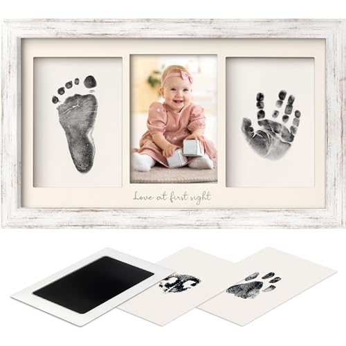 KeaBabies Inkless Hand and Footprint Kit Boy Girl Newborn Keepsake No Mess Ink Pad for Baby HandprintClean Touch Paw Print Kit for Dog Picture FramePersonalized Baby Christmas Shower GiftsVintage White - Image 1