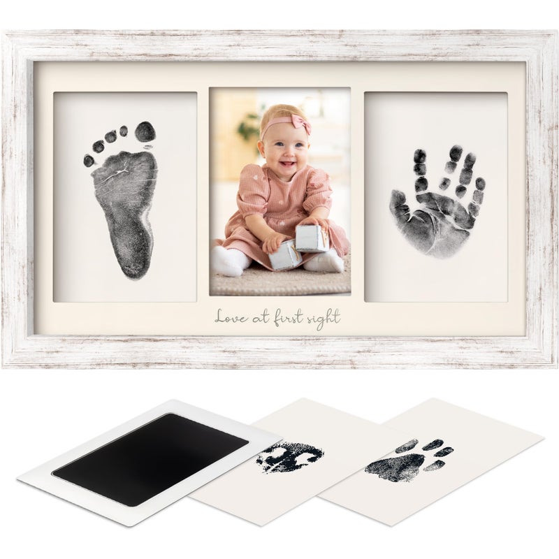 KeaBabies Inkless Hand and Footprint Kit Boy Girl Newborn Keepsake No Mess Ink Pad for Baby HandprintClean Touch Paw Print Kit for Dog Picture FramePersonalized Baby Christmas Shower GiftsVintage White - Image 2