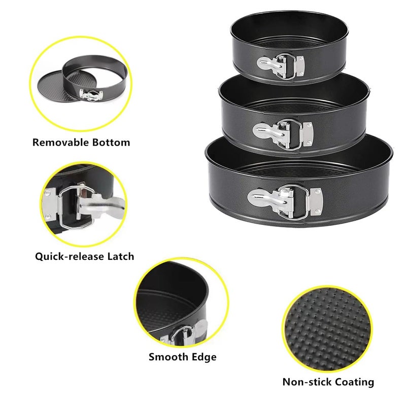 Tunyet Springform Pan, 3PCS 7,8,9 Inch Cheesecake Pans with Removable Bottom, Non-stick Spring Form Pan for Cheesecake - Image 2