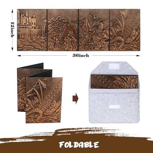 DNDND DM Screen 3D FauxLeather Embossed Dragon with FourPanel Pockets DND Master Screen with Gorgeous Gift Flet Case for DD Dungeons and Dragon Tabletop Game Copper - Image 5