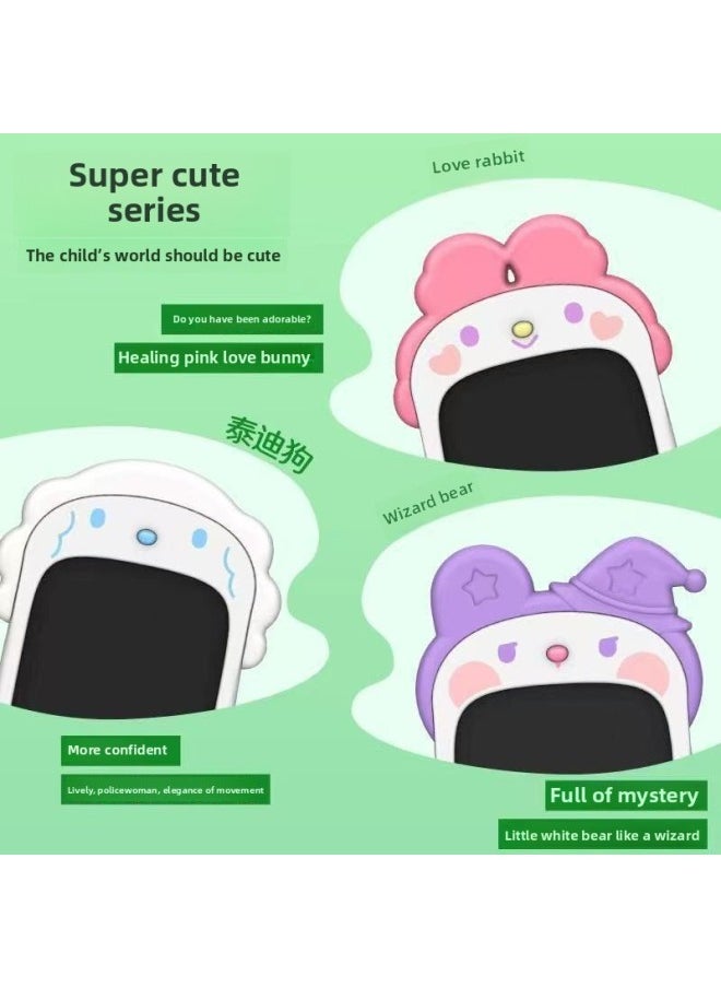 null - Cartoon Color Screen LCD Drawing Board Children's Graffiti Writing Board One-click Removal Can Protect The Eye Screen Small Blackboard Handwriting-Color:White - Image 1