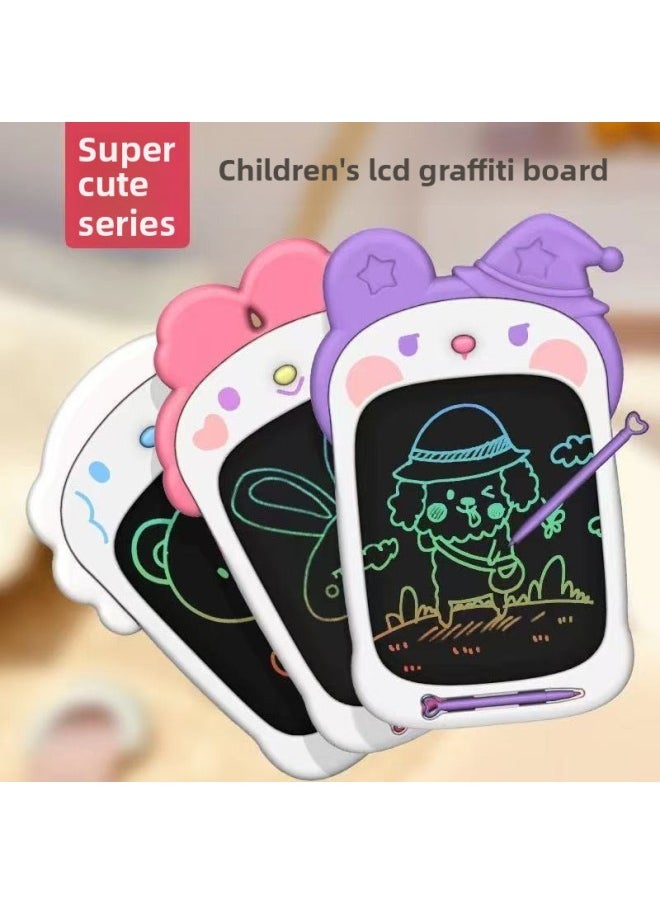 null - Cartoon Color Screen LCD Drawing Board Children's Graffiti Writing Board One-click Removal Can Protect The Eye Screen Small Blackboard Handwriting-Color:White - Image 1