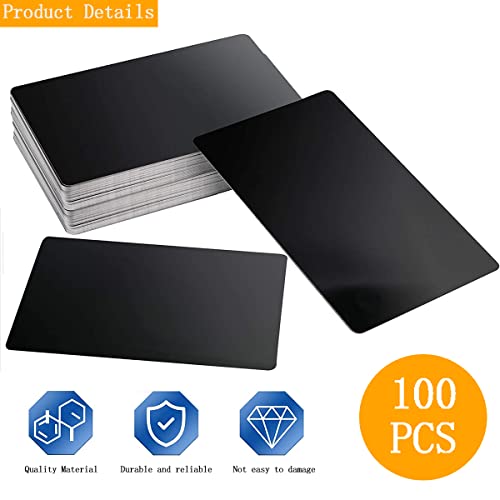 LOSYHU 100PCS Metal Business Card 0.45mm Thickness Aluminum Metal Blanks Cards for Laser Engraving Home Office Customer DIY Gift Plate Invitations, 3.4 x 2.1 Inch, Black - Image 4