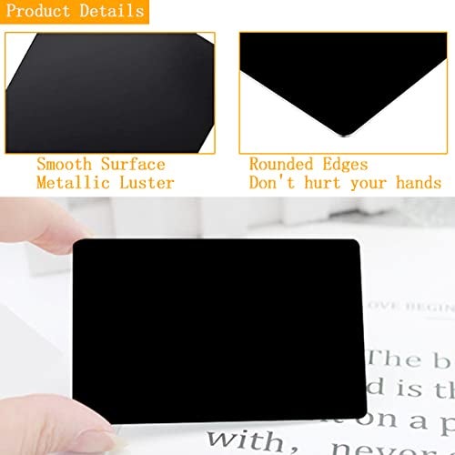 LOSYHU 100PCS Metal Business Card 0.45mm Thickness Aluminum Metal Blanks Cards for Laser Engraving Home Office Customer DIY Gift Plate Invitations, 3.4 x 2.1 Inch, Black - Image 3