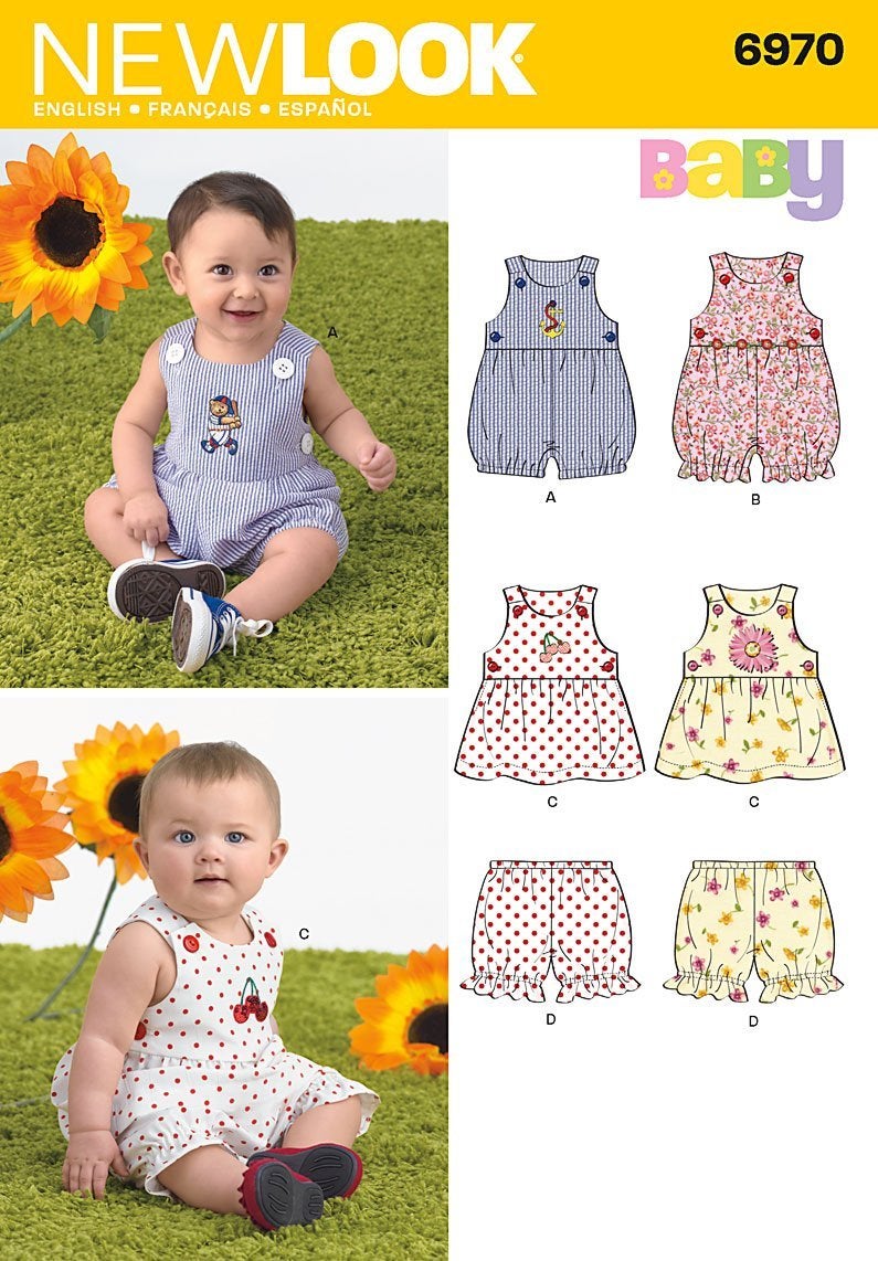 New Look Sewing Pattern 6970 Babies Romper Dress and Panties Size A NBSML