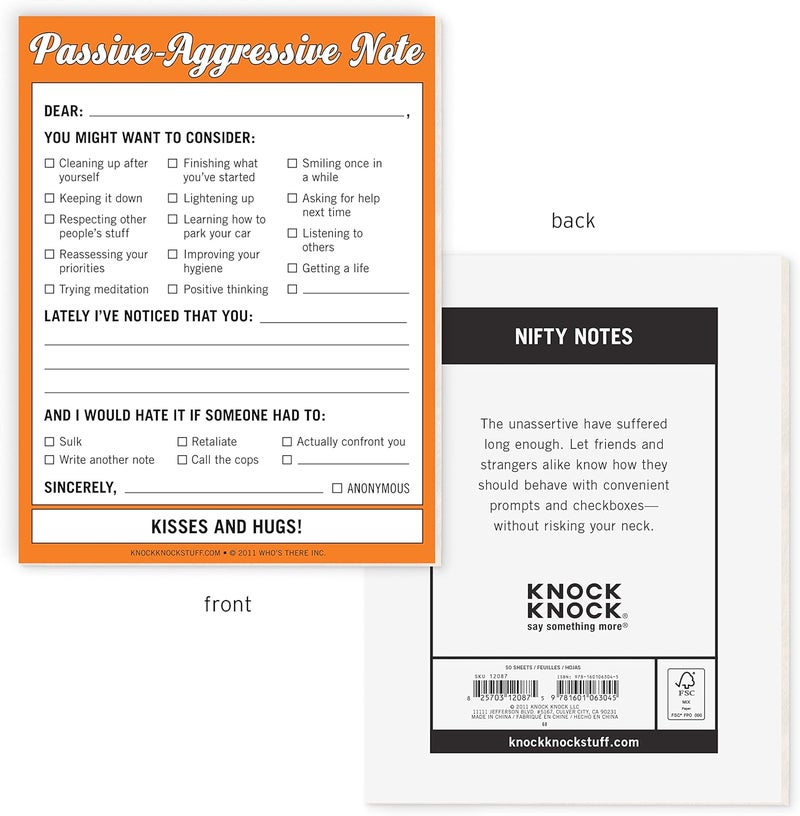 Knock Knock Passive Aggressive Nifty Note Pad , 4 x 5.25-inches - Image 2