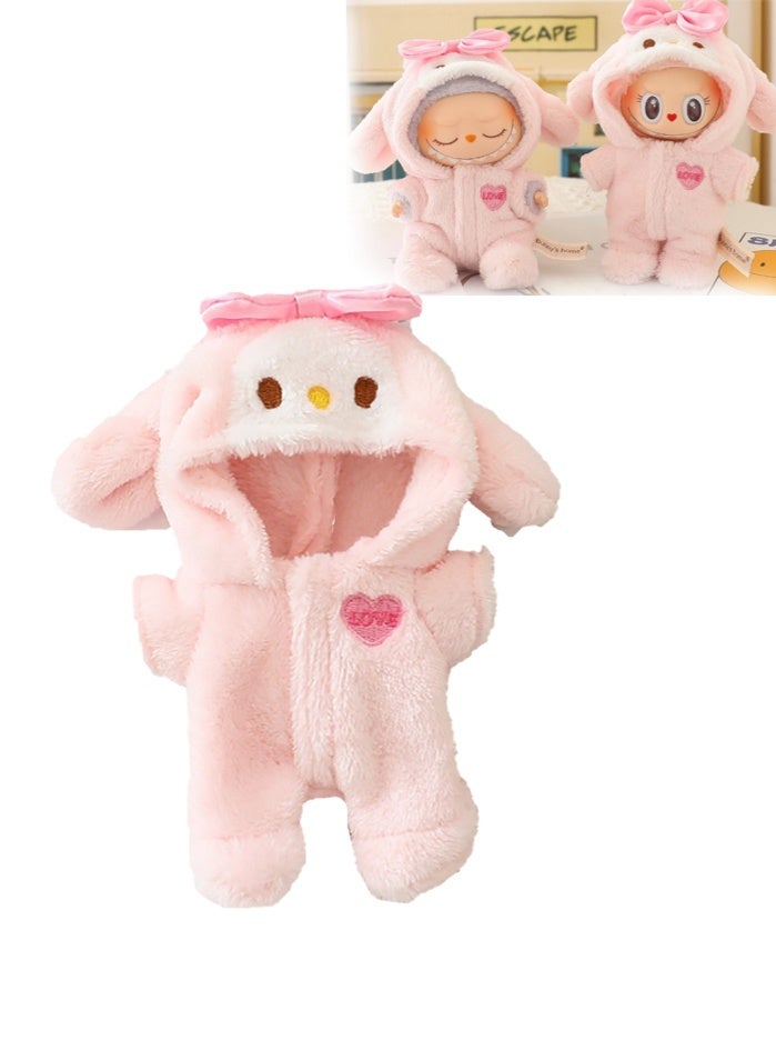 Labubu Clothes, Faking Animal Style labubu Outfit Jumpsuit, Cute Doll Clothes Set, Labubu Keychain Accessories, Fashion Overalls Set for 15 17cm Labubu, Clothes for Labubu No Doll (Rabbit) - Image 1