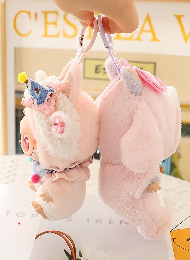 Labubu Clothes, Faking Animal Style labubu Outfit Jumpsuit, Cute Doll Clothes Set, Labubu Keychain Accessories, Fashion Overalls Set for 15 17cm Labubu, Clothes for Labubu No Doll (Rabbit) - Image 4