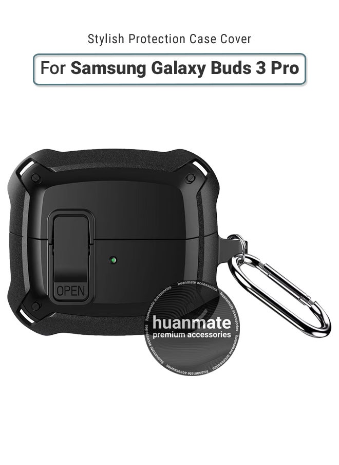 huanmate Samsung Galaxy Buds 3 Pro Shockproof Protection Case Cover - Black - Lightweight, Stylish Design, Accurate Cut-outs - Easy to Install & Remove - Durable Shield for Your Samsung Galaxy Buds 3 Pro  - Image 1