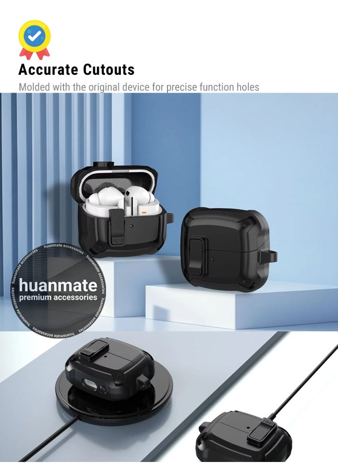 huanmate Samsung Galaxy Buds 3 Pro Shockproof Protection Case Cover - Black - Lightweight, Stylish Design, Accurate Cut-outs - Easy to Install & Remove - Durable Shield for Your Samsung Galaxy Buds 3 Pro  - Image 5