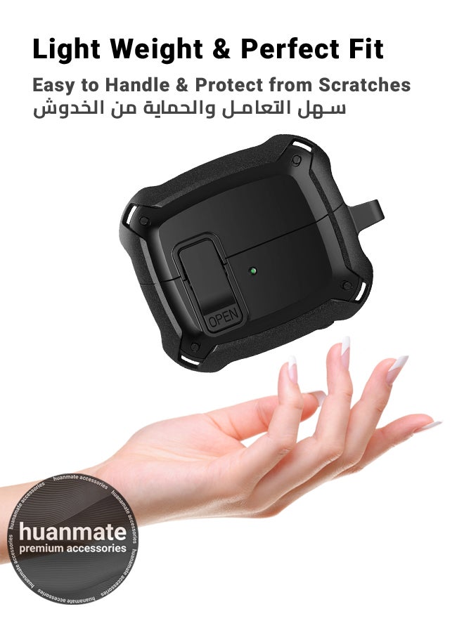 huanmate Samsung Galaxy Buds 3 Pro Shockproof Protection Case Cover - Black - Lightweight, Stylish Design, Accurate Cut-outs - Easy to Install & Remove - Durable Shield for Your Samsung Galaxy Buds 3 Pro  - Image 3