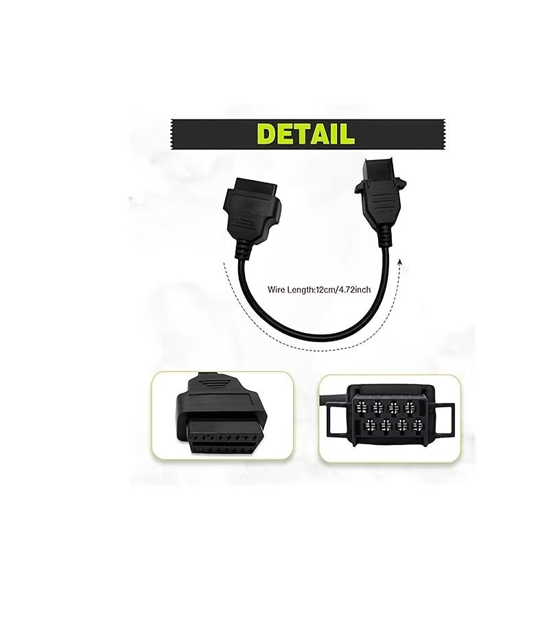 Black OBD 8 Pin to 16 Pin Diagnostic Adapter Cable for Volvo Trucks No Battery - Image 2