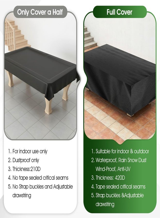Xaajooio 7 ft 90.6x57.9x28.0 Inches Universal Pool Table Cover Waterproof Windproof 420D Outdoor Furniture Covers Table Protector for Snooker, Patio Furniture, and Chairs - Image 5