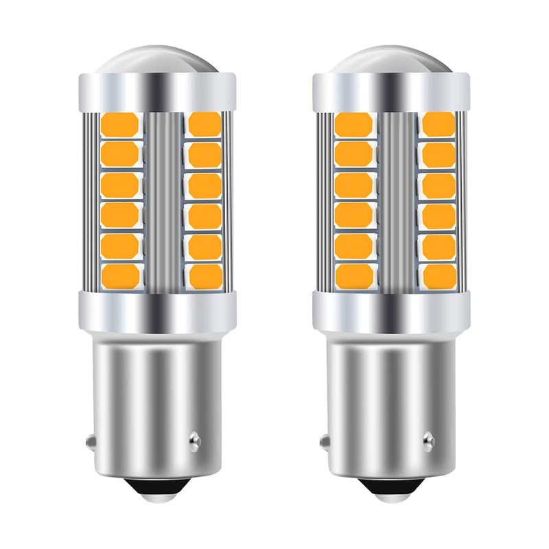 Sidaqi 2pcs Amber 1156 BAU15S PY21W LED Bulbs 900LM Super Bright Front and Rear Turn Signal Lights for Car Trailer Truck 5630 33SMD 1230V 36W