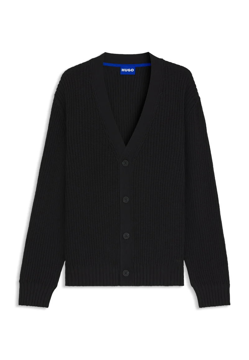 HUGO Relaxed-fit cardigan with ribbed structure