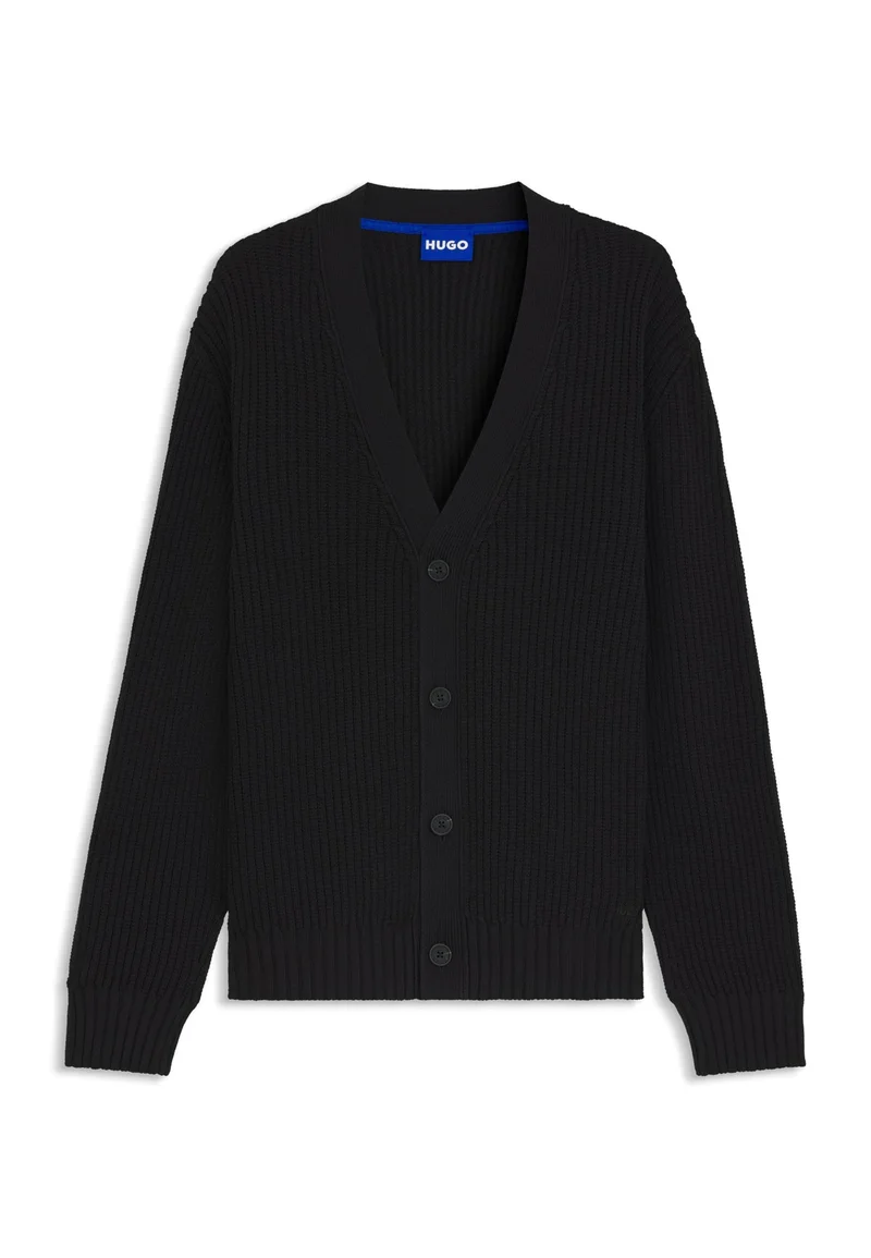 HUGO Relaxed-fit cardigan with ribbed structure