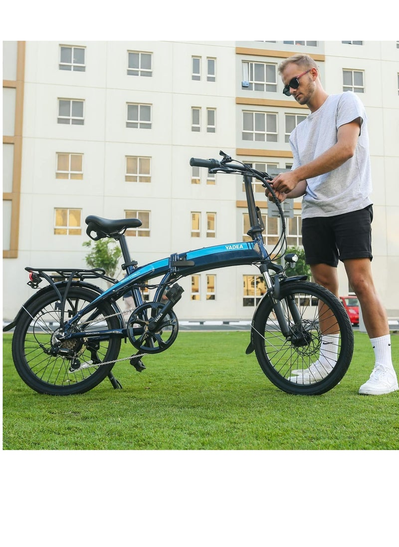 YADEA - YADEA Black YF100 20 Inch Folding Electric Bike - 1 Year Warranty - Rear Motor 36V 250W Foldable E-Bike - 7 Speed Shimano Gears - Max Range up to 45 KM - 55 KM Range - Load Capacity 80 KG - Image 1