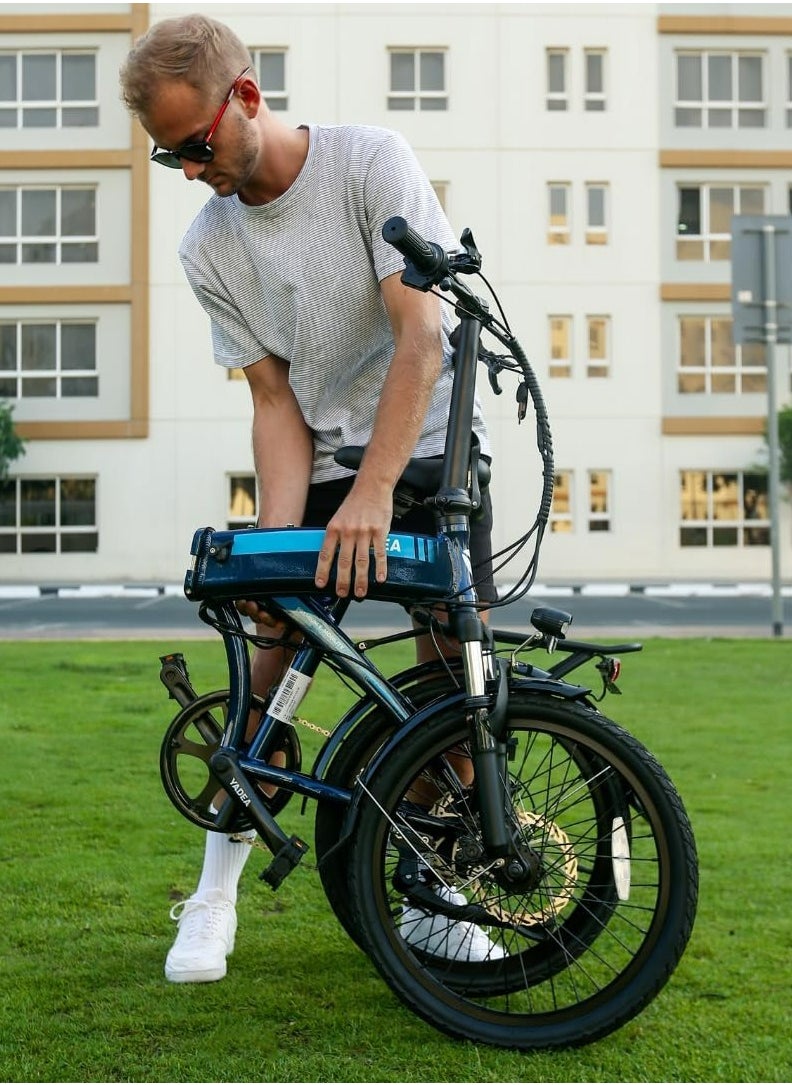 YADEA - YADEA Black YF100 20 Inch Folding Electric Bike - 1 Year Warranty - Rear Motor 36V 250W Foldable E-Bike - 7 Speed Shimano Gears - Max Range up to 45 KM - 55 KM Range - Load Capacity 80 KG - Image 1